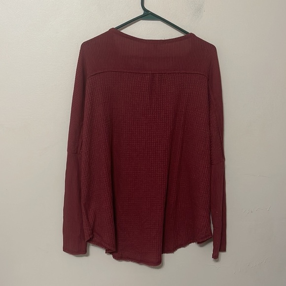 NWT Gibsonlook Waffle Knit Long Sleeve Henley Top Burgundy Size L - Picture 4 of 4